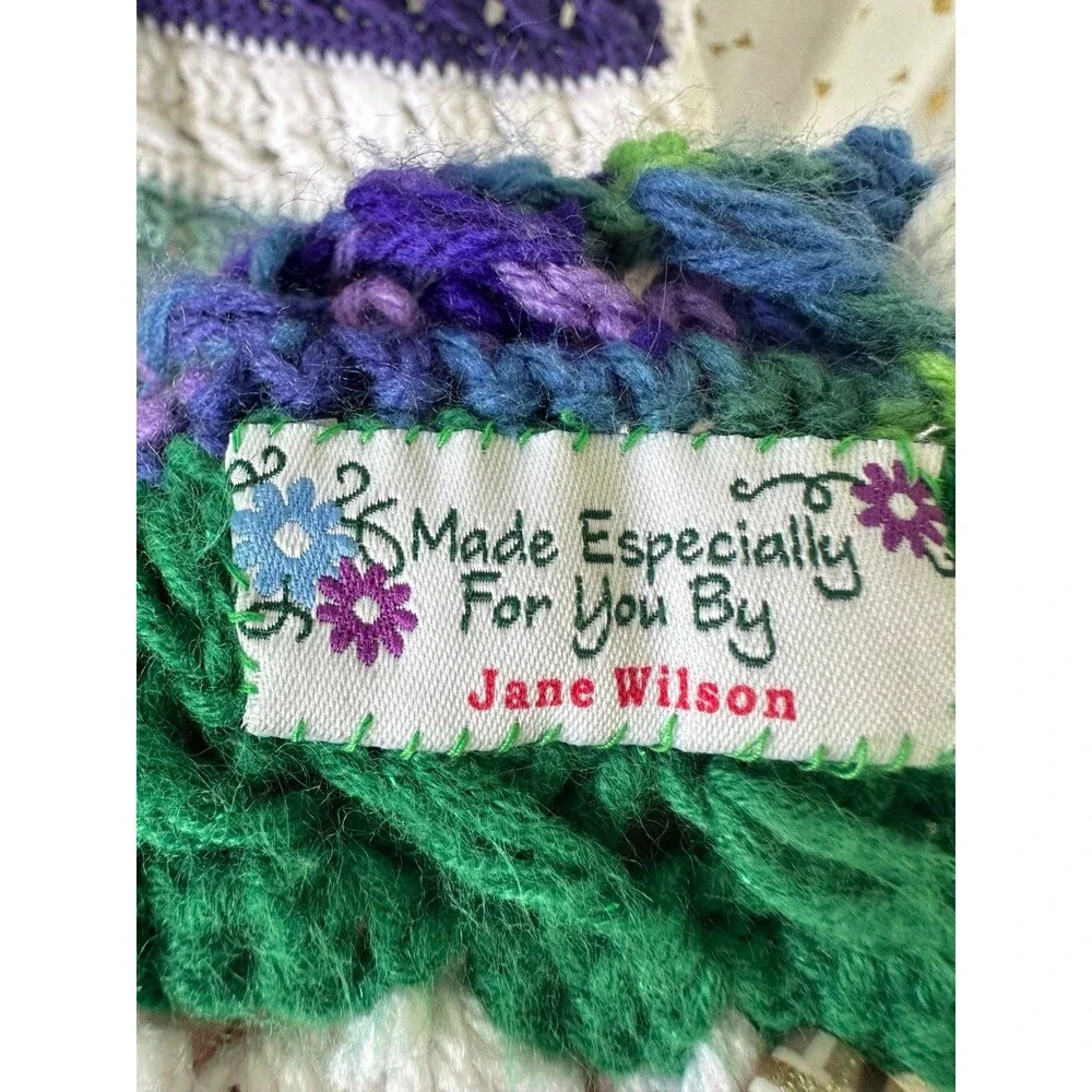 Handmade Handcrafted By Jane Wilson Sailing Ocean Crochet Stripe Baby Blanket